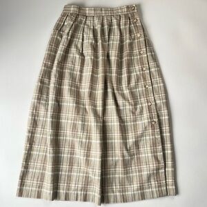 Vintage Plaid Flannel Midi Skirt Northern Isles Cotton Pleated Size 8